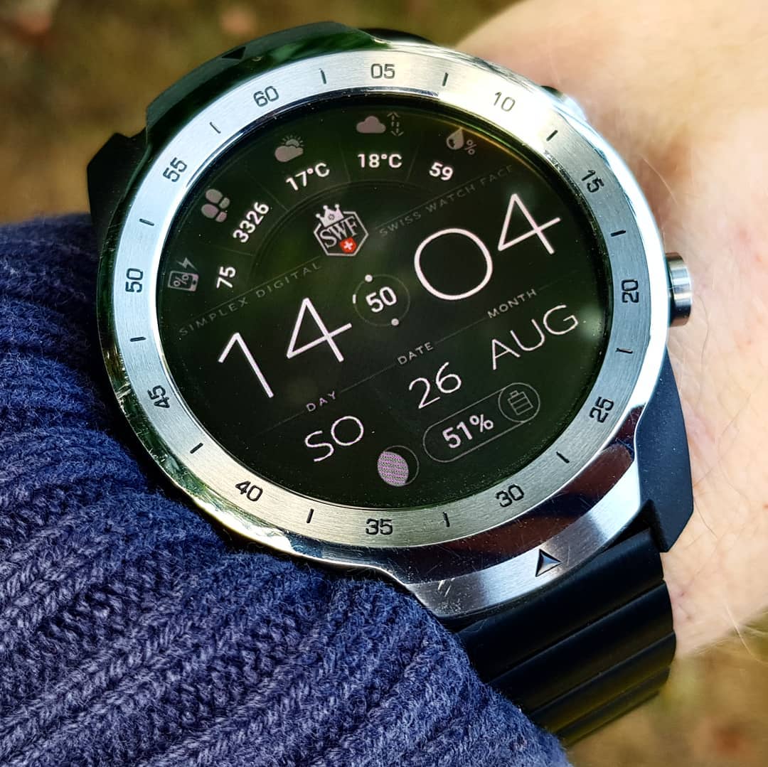 SWF Simplex 24H - Wear OS Watchface on Mobvoi TicWatch Pro